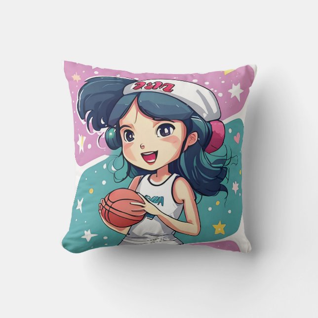 Little Baller Babe Throw Pillow (Front)