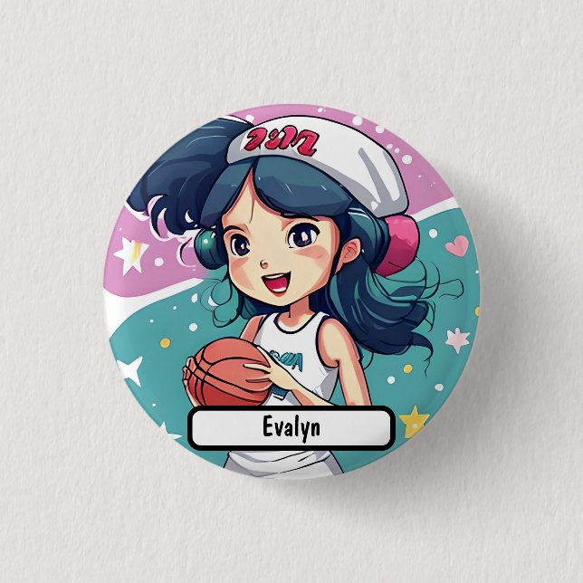 Little Baller Babe, With Custom Nametag!  Button (Front)