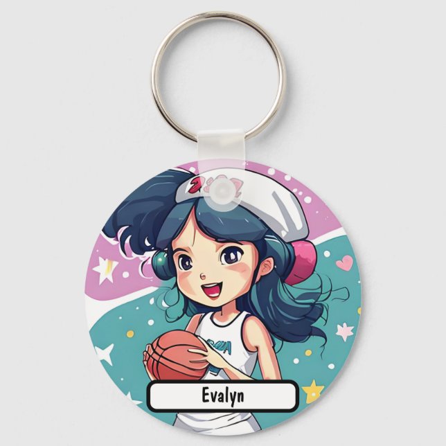 Little Baller Babe, With Custom Nametag!  Keychain (Front)