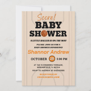 Little Baller is on the way Basketball Baby Shower Invitation