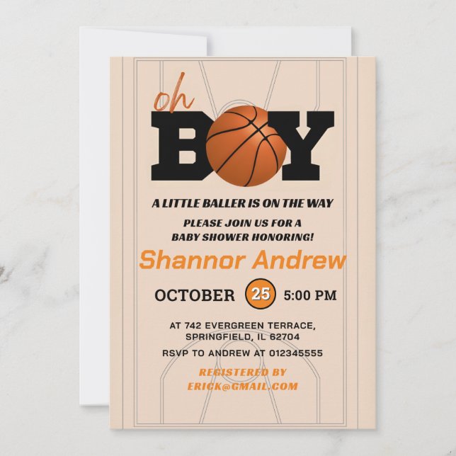 Little Baller is on the way Basketball Baby Shower Invitation (Front)