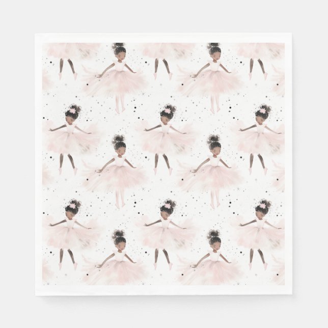Little Ballerina #6 - Black Girl Napkin (Front)