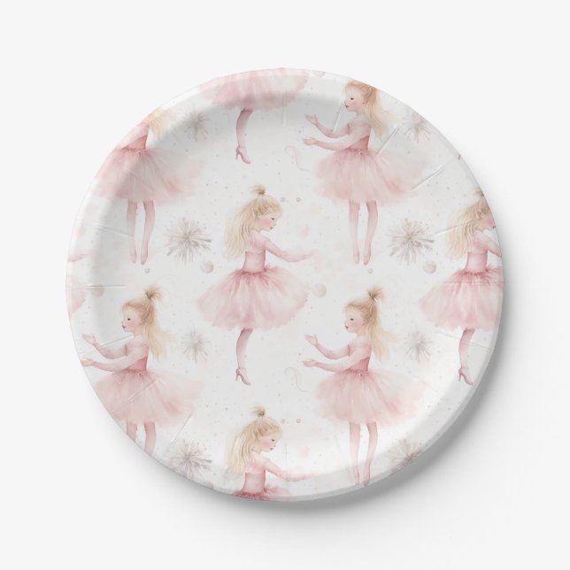 Little Ballerina #9 - Blonde Girl Paper Plate (Front)