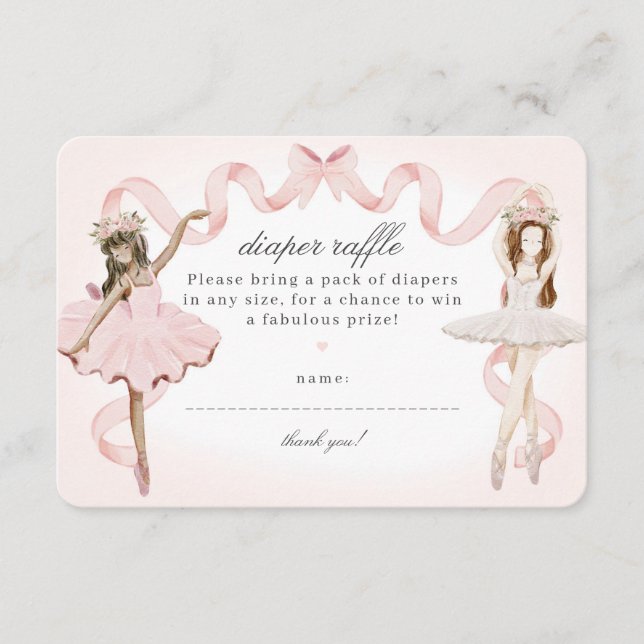 Little Ballerina Baby Shower Diaper Raffle Insert (Front)