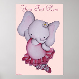 Little Ballerina Elephant Poster for Children