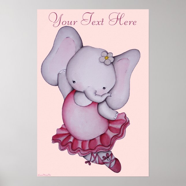 Little Ballerina Elephant Poster for Children (Front)