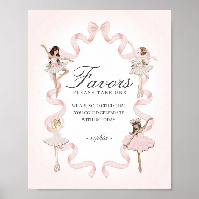 Little Ballerina Favours Whimsical Birthday Sign (Front)