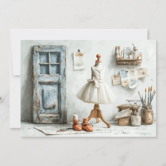 Little Ballerina – French Studio Birthday party Invitation (Front)