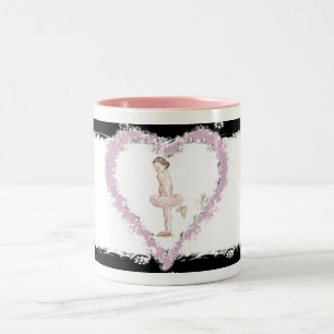 Little Ballerina Holding Rose in Heart Mug