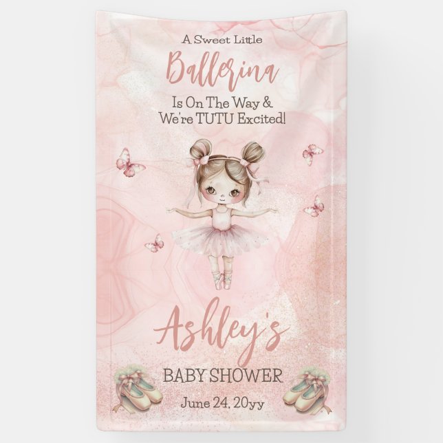 Little Ballerina Is On The Way Tutu Baby Shower Banner (Vertical)