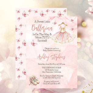 Little Ballerina Is On The Way Tutu Baby Shower Invitation