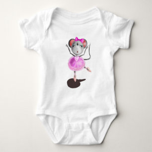 Little Ballerina Mouse Cute Ballet Dancer Painting Baby Bodysuit