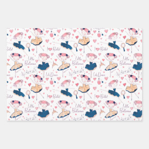 Little Ballerina on white Wrapping Paper Sheet