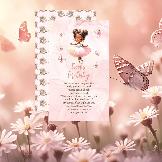Little Ballerina Pink Baby Shower Books for Baby Enclosure Card (Sweet Little Ballerina Is On The Way & We're TUTU Excited Pink Girl Baby Shower Books for Baby Card)