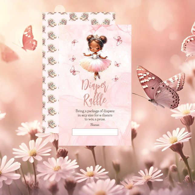 Little Ballerina Pink Baby Shower Diaper Raffle Enclosure Card (A Sweet Little Ballerina Is On The Way & We're TUTU Excited Pink Girl Baby Shower Diaper Raffle Card)