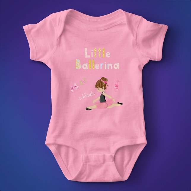 Little Ballerina Pink Ballet Girls Name Baby Bodysuit (Creator Uploaded)