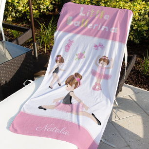 Little Ballerina Pink Ballet Girls Name Beach Towel