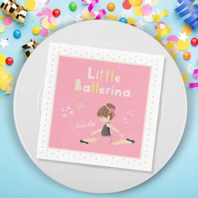 Little Ballerina Pink Ballet Girls Name Party Napkin (Creator Uploaded)