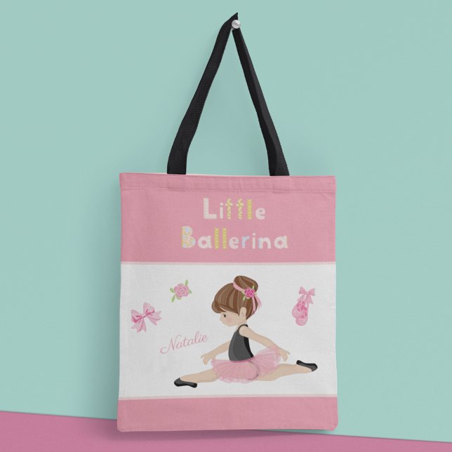 Little Ballerina Pink Ballet Girls Name Tote Bag (Creator Uploaded)