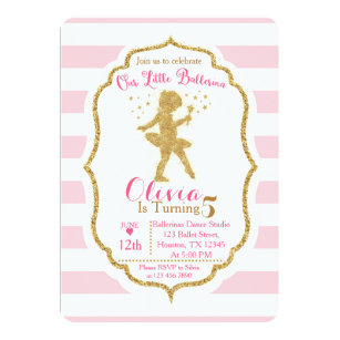 Little Ballerina Pink & Gold Invitation