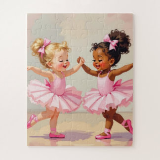 Little Ballerinas Dancing Cute Illustration Jigsaw Puzzle