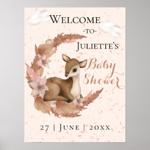 Little Bambi Flowers moon dust Baby Shower Welcome Poster