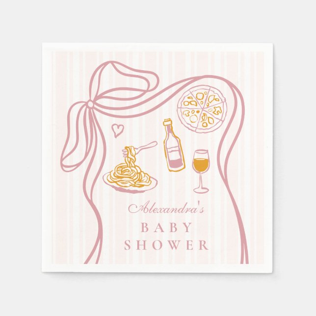 Little Bambina Pink Italian Baby Shower Napkin (Front)