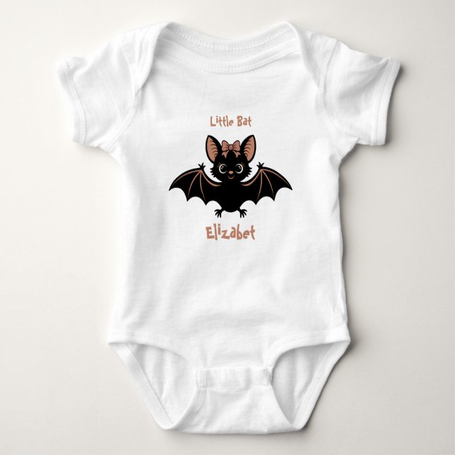 Little Bat Baby Girl Spooky Cute Halloween Bodysuit (Front)