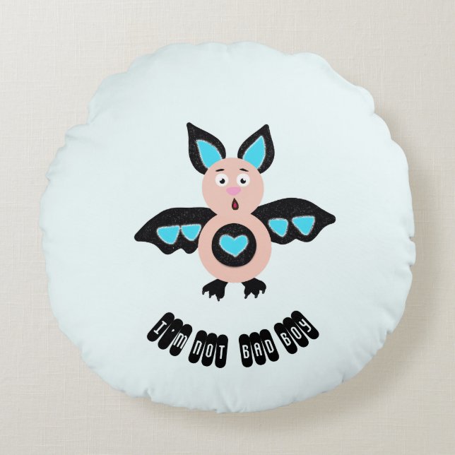 Little bat boy round cushion (Front)