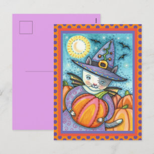 LITTLE BAT CAT KITTEN, CUTE & COLORFUL HOLIDAY POSTCARD