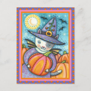 LITTLE BAT CAT KITTEN, CUTE & COLORFUL HOLIDAY POSTCARD