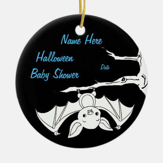 Little Bat Halloween Baby Shower Keepsake Ornament (Front)