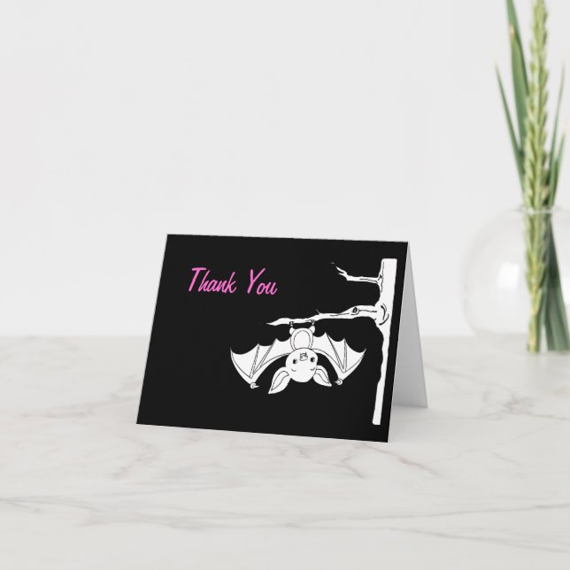 Little Bat Halloween Baby Shower Thank You Notes (Front)