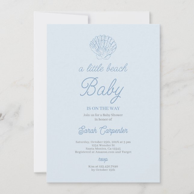 Little Beach Baby Shower Boy Invitation (Front)