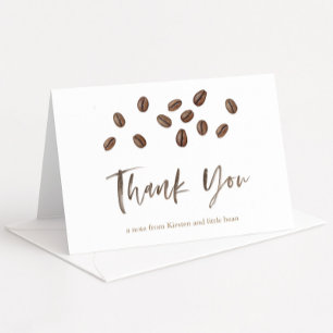 Little Bean Is Brewing Coffee Theme Baby Shower Thank You Card