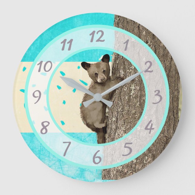 Little Bear children's or baby nursery Large Clock (Front)