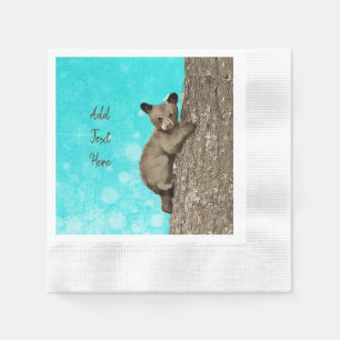 Little Bear Cub Climbing Tree Party Napkin