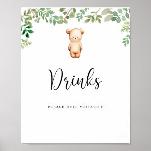 little bear Drinks help yourself Poster