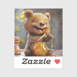 Little bear eating honey