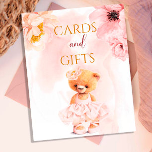 Little Bear Flower Princess Pink Watercolor Poster