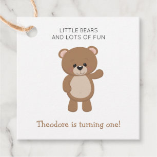Little Bear Is Turning One 1st Birthday Woodland Favour Tags