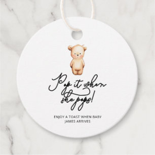 Little Bear Pop it when she pops baby shower Favour Tags