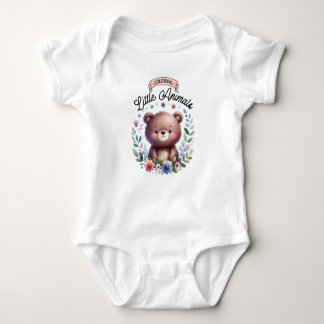 little bear print animals baby bodysuit