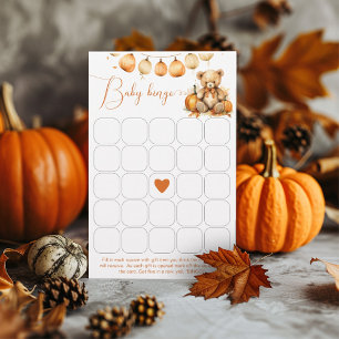 Little bear pumpkin fall baby shower bingo game