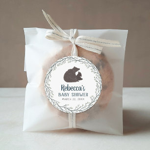 Little Bear Rustic Baby Shower Classic Round Sticker