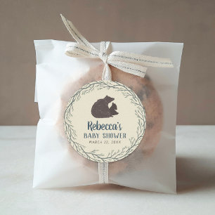 Little Bear Rustic Baby Shower Classic Round Sticker