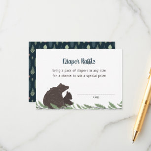 Little Bear Rustic Baby Shower Diaper Raffle Card