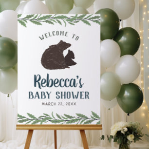 Little Bear Rustic Baby Shower Welcome Sign