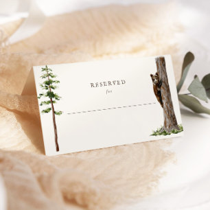 Little Bear Sophisticated Wild Forest Baby Shower Place Card