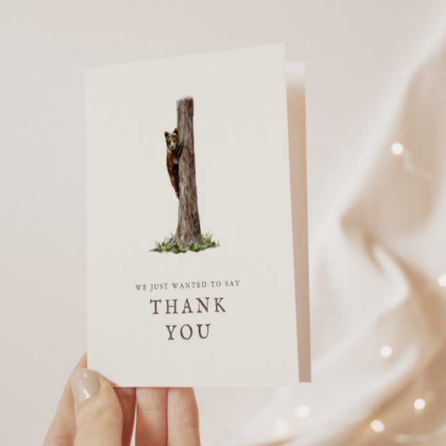 Little Bear Sophisticated Wild Forest Baby Shower Thank You Card (Creator Uploaded)
